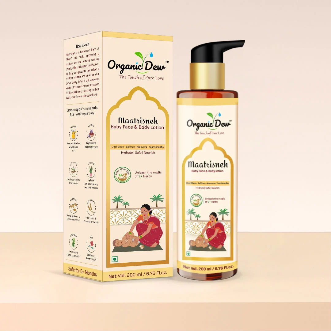 Organic Dew Maatrisneh Baby Face & Body Lotion – Best Baby Body Lotion in India with Ayurvedic Herbs, Safe for Newborns and Kids