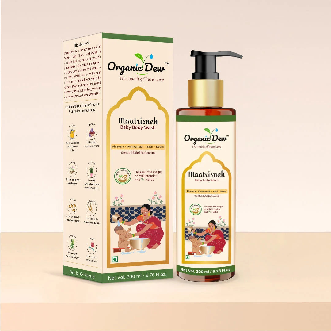 Organic Dew Ayurvedic Baby Body Wash – Gentle and Natural Body Cleanser for Babies